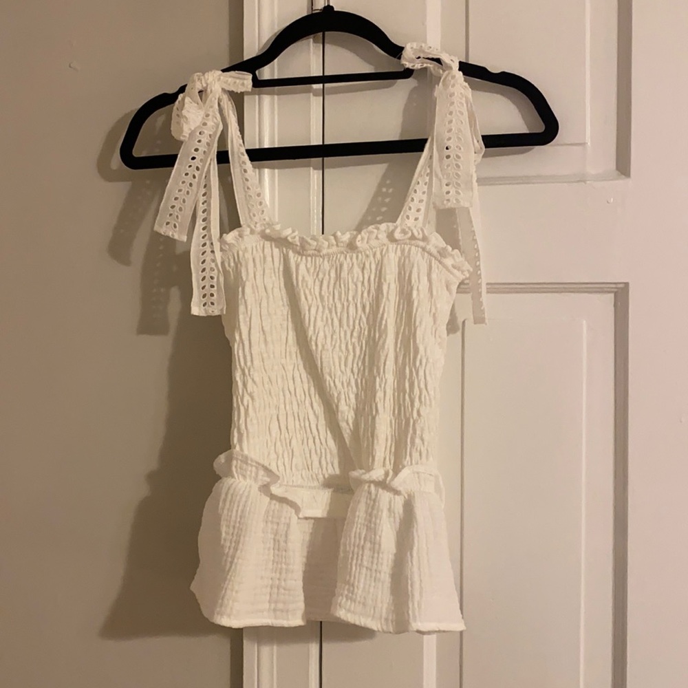 Anthropologie white eyelet tank top